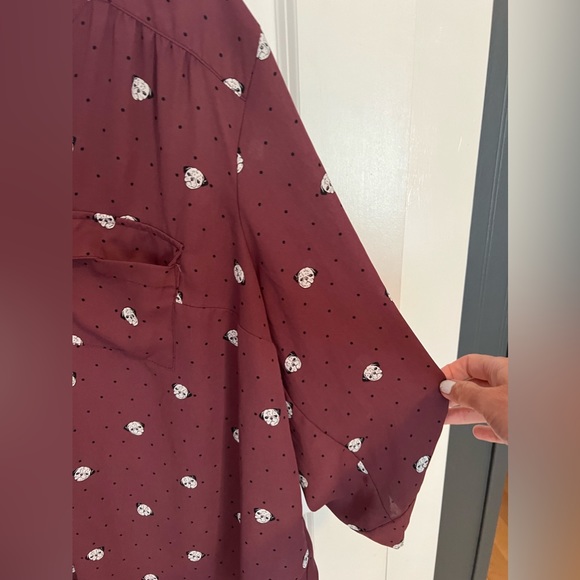 Torrid Harper Georgette Pullover 3/4 Sleeve Tunic Flowy Pug Print Design sz1 - Picture 9 of 12